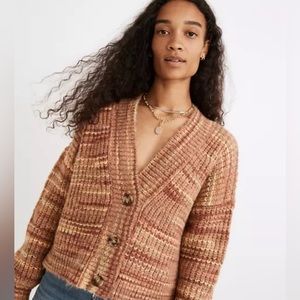 Madewell Space-Dyed Waller Crop Cardigan Sweater Medium only worn once